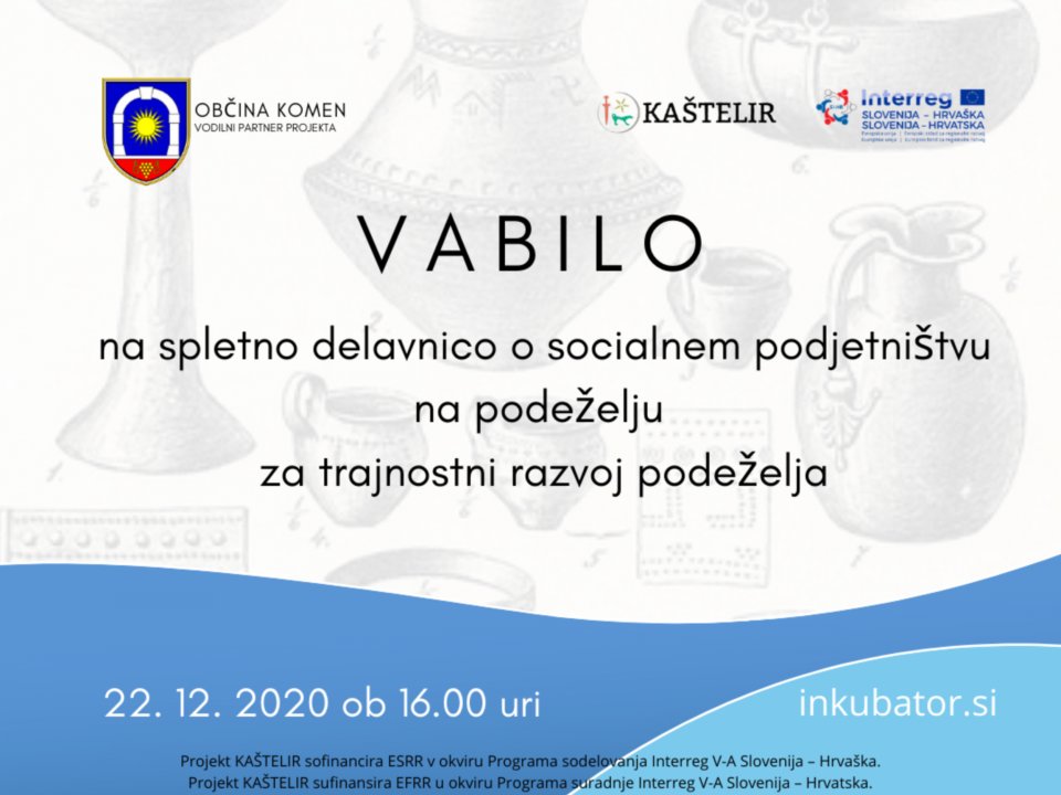 Vabilo na spletno delavnico o socialnem podjetni&scaron;tvu na podeželju za trajnostni razvoj podeželja